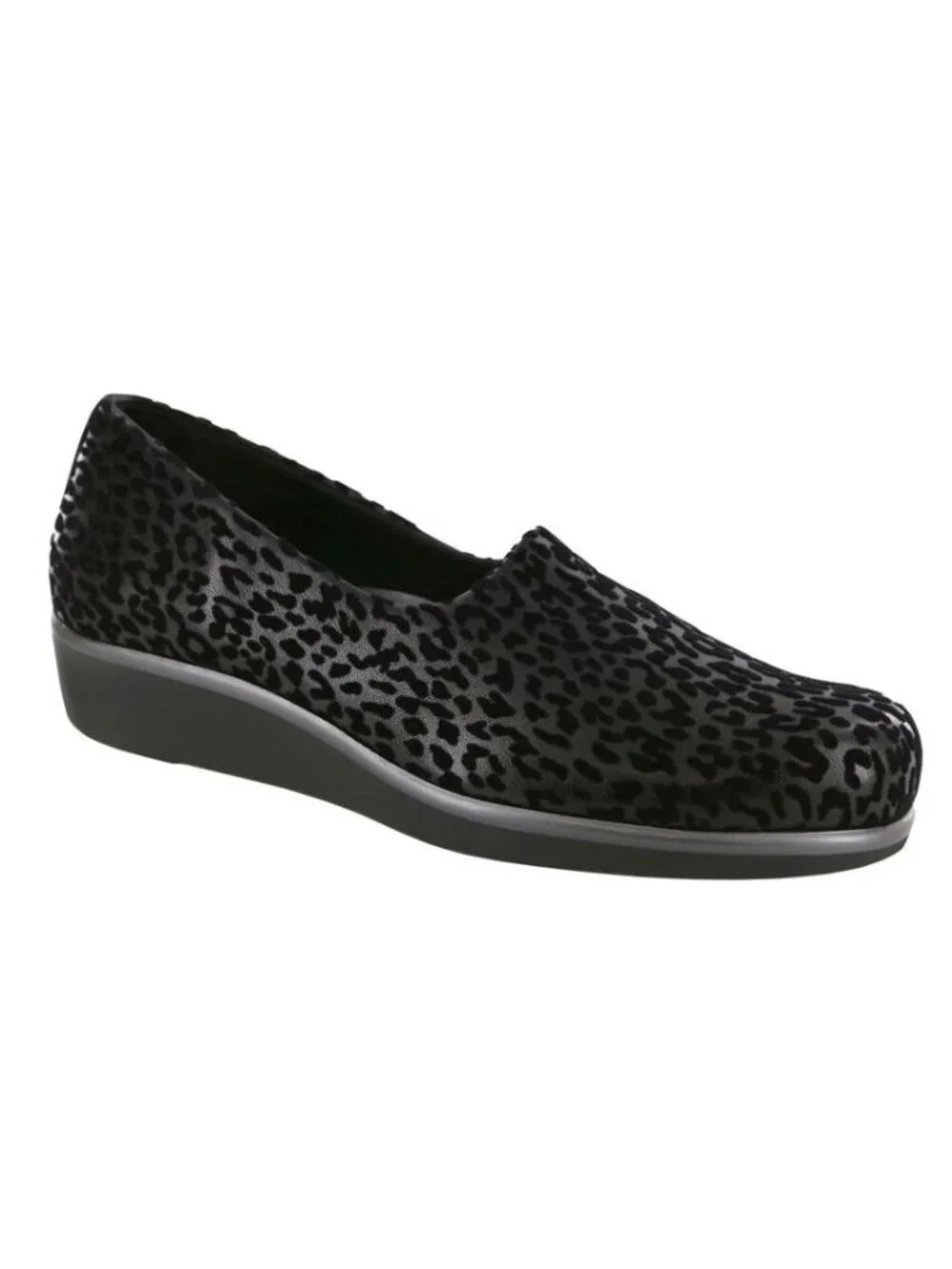 SAS Bliss Slip On Comfort Wedge, Black Leopard Women's Size 9 1/2N
